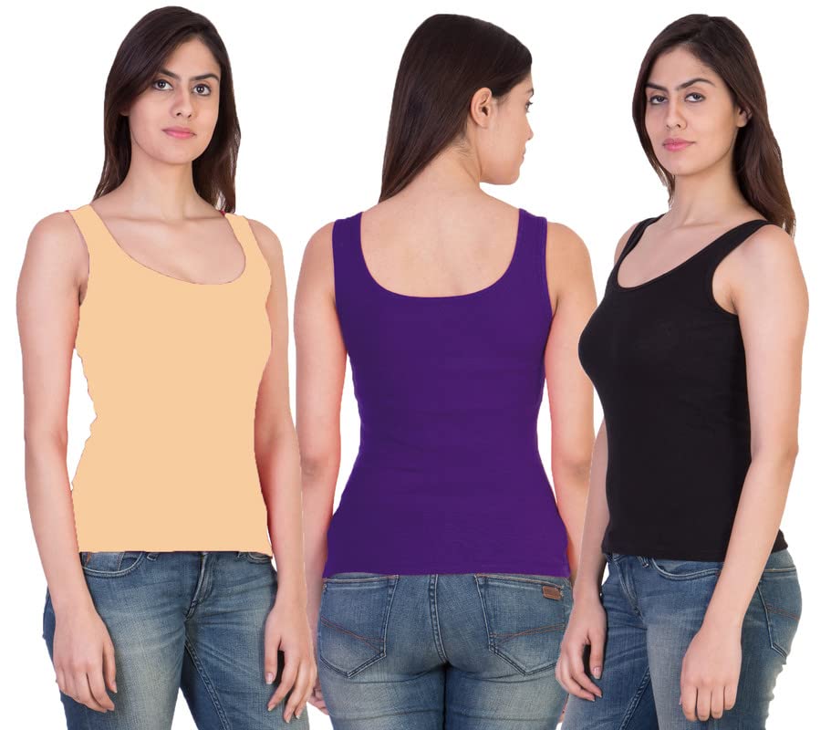 Image of Pack of 3 Premium Tank Top Vest Top Camisole Sando Spaghetti Inner Wear Camis for Women,Girls