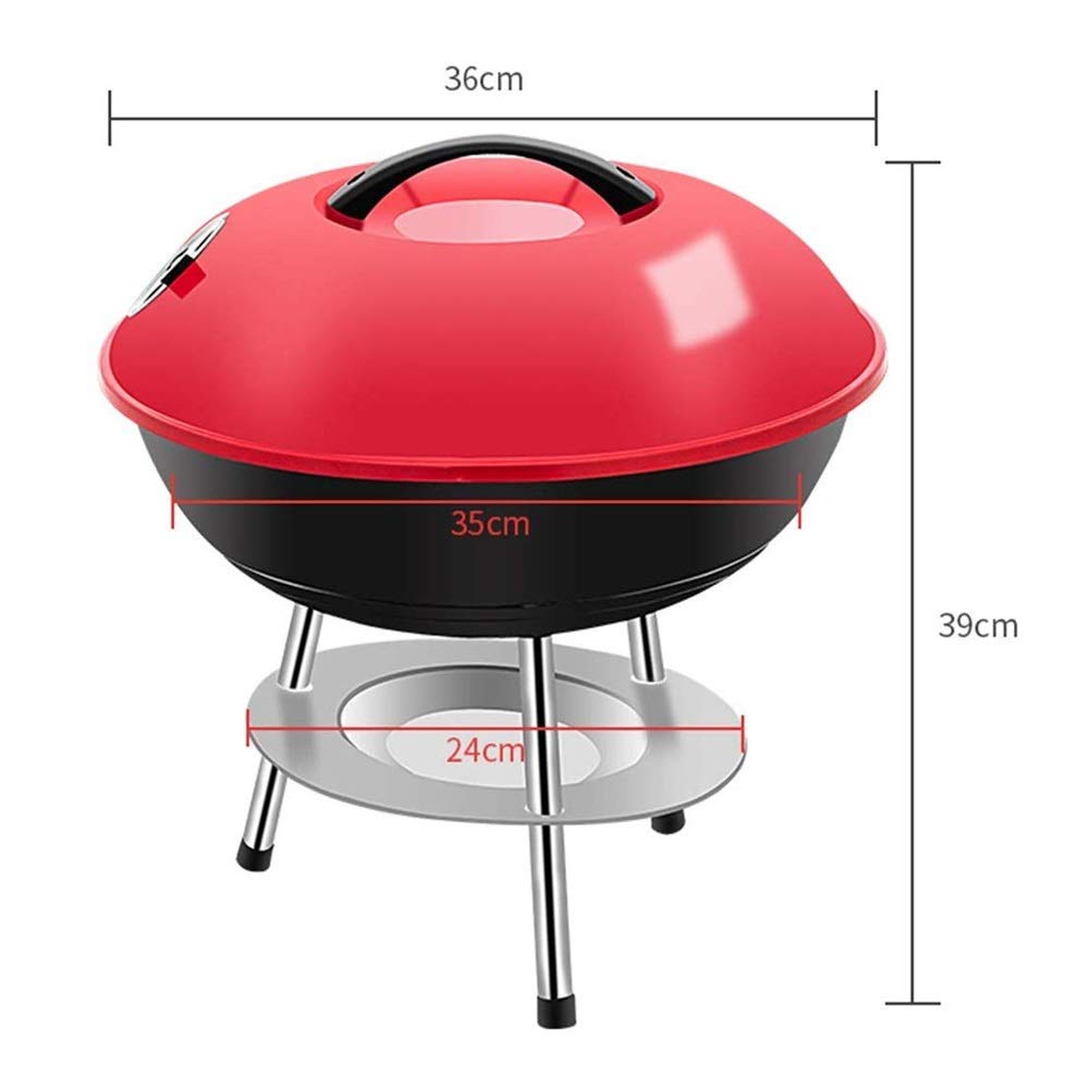 Grill do użytku domowego, piekarnik na węgiel drzewny, przenośna mini półka grilla zewnątrz, mały okrągły z pokrywką, zdejmowany korpus piekarnika ułatwiający czyszczenie,Grill ogrodowy