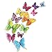 YGEOMER 96pcs 3D Butterfly Wall Decals, Colorful Double Winged Butterflies Decor with Magnets, 8 Colors Removable Mural Stickers Home Decorations, for Kids Bedroom, Offices, TV Background, Party