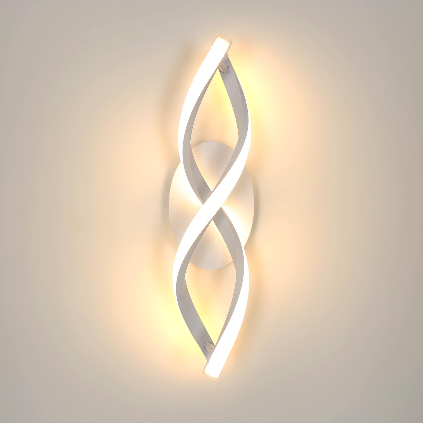 Comely LED Wall Lamp, LED Wall Lights Indoor 16W 1800LM, Modern Curve Design Decorative Wall Light for Bedroom Living Room Corridor, Warm Light 3000k, White