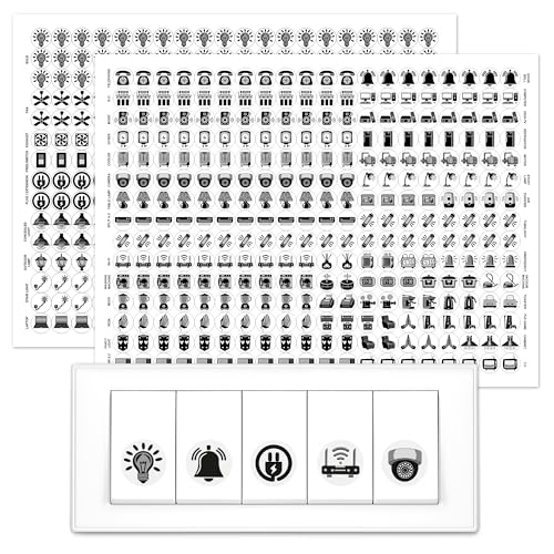 Image of GLUN 600 Monochrome Black Switch Board Stickers 60+ Icons | Luxury Vinyl Decorative Switch Stickers for Home, Hotel & Office | Self Adhesive, Waterproof & Removable
