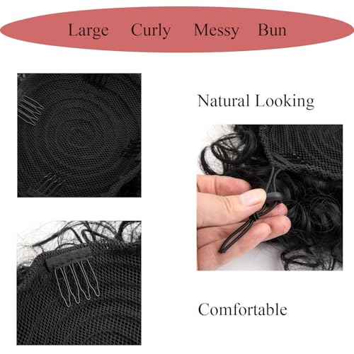 Extension de cheveux chignon synthétique bouclé marron clair pour femmes - 4
