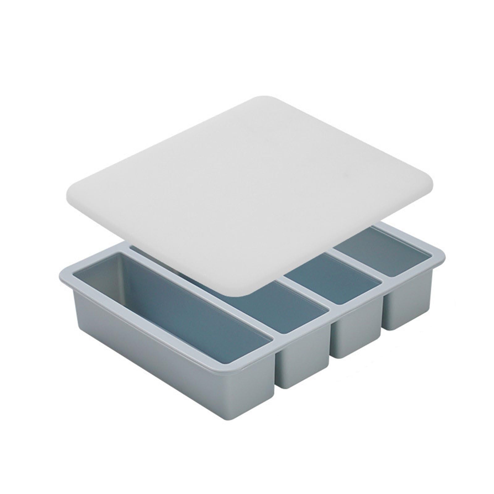 LUCKGONI 4 Cavity Silicone Tray With Lid For Whiskeys Pubs And Home Cocktails Sturdy Flexible Freezers