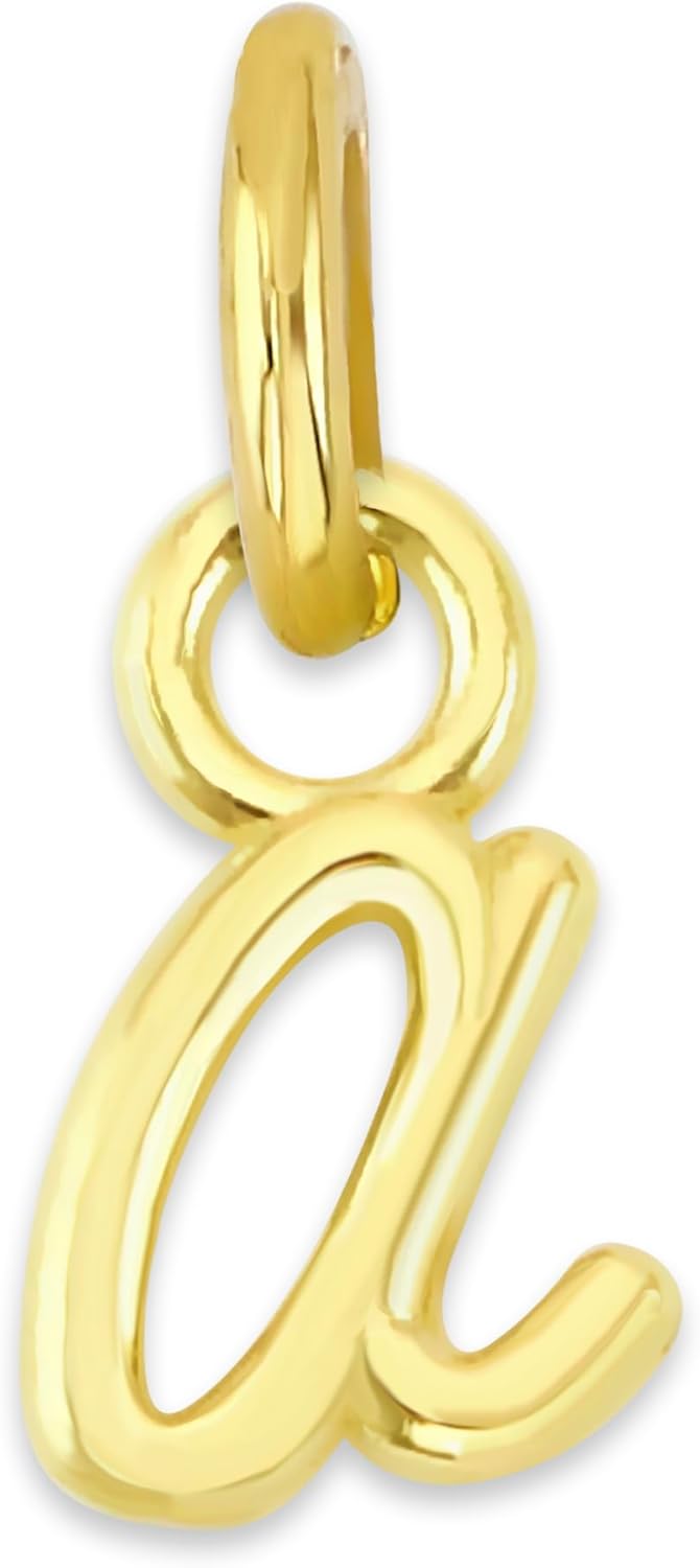 Dainty Solid 14k Gold Wire Initial Charm with Jump Ring