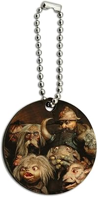 Labyrinth Group of Goblins Shocked Awe Wood Wooden Round Keychain Key Chain Ring