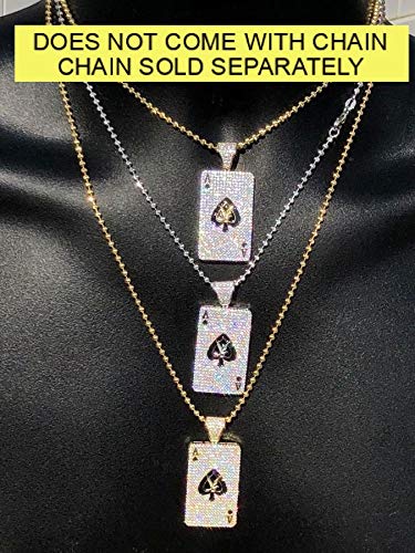 HarlemBling Solid 925 Sterling Silver Iced Ace Of Spades Pendant - Men's - Great For Any Chain! Hip Hop Style3