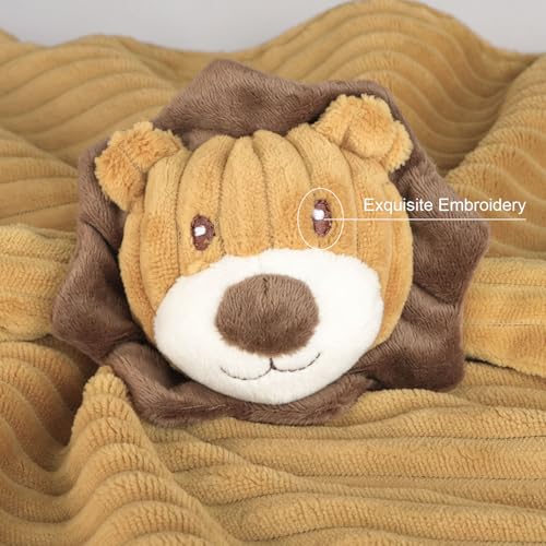 Image of Baby Security Blanket for Boys and Girls Lovey Lion 15 Inch Brown