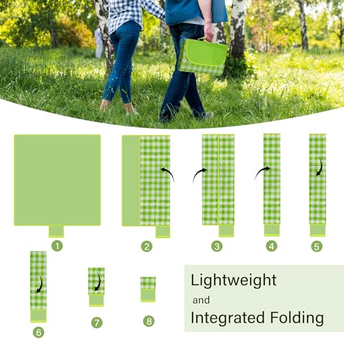 YU-FENG-Green-Plaids-Picnic-Blankets-Waterproof-Foldable-Outdoor-Beach-Blanket-Lightweight-Handbag-Spring-Summer-Camping-Blanket-40x60-inch