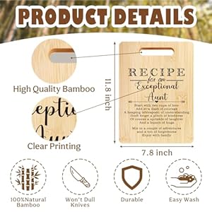 Aunt Gifts Cutting Board, Aunt Gifts from Niece Nephew, Best Aunt Auntie Gifts, Aunt Christmas Birthday Gifts, Recipe for a Exceptional Aunt Bamboo Cutting Boards for Kitchen Aunt Gifts Cutting Board Aunt Gifts from Niece Nephew Best Aunt Auntie Gifts Aunt Christmas Birthday Gifts Recipe for a Exceptional Aunt Bamboo Cutting Boards for Kitchen
