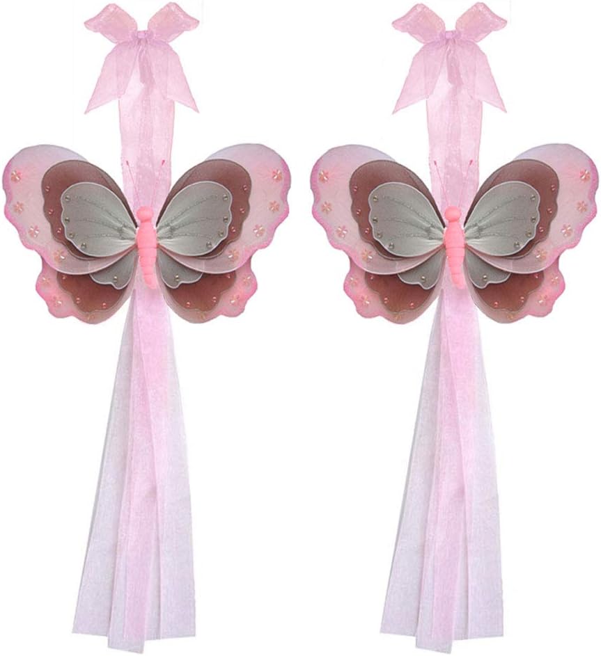 Butterfly Curtain Tiebacks Pink Brown White Triple Layered