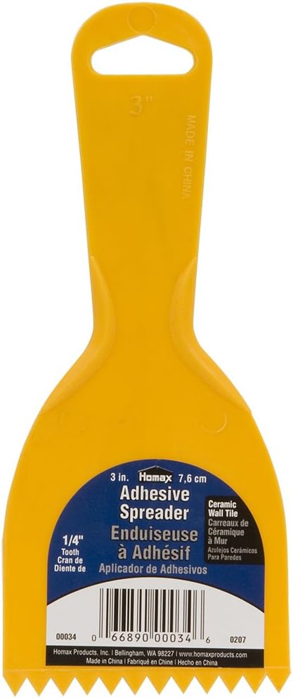 Homax 1/4" Tooth Adhesive Spreader for Ceramic Tile, Yellow, 3"