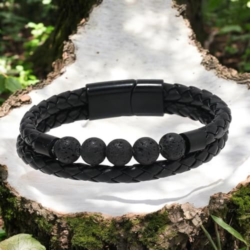 Image of Nakabh Titanium Steel Vegan Leather Micro Insert Bracelet for Men & Boys