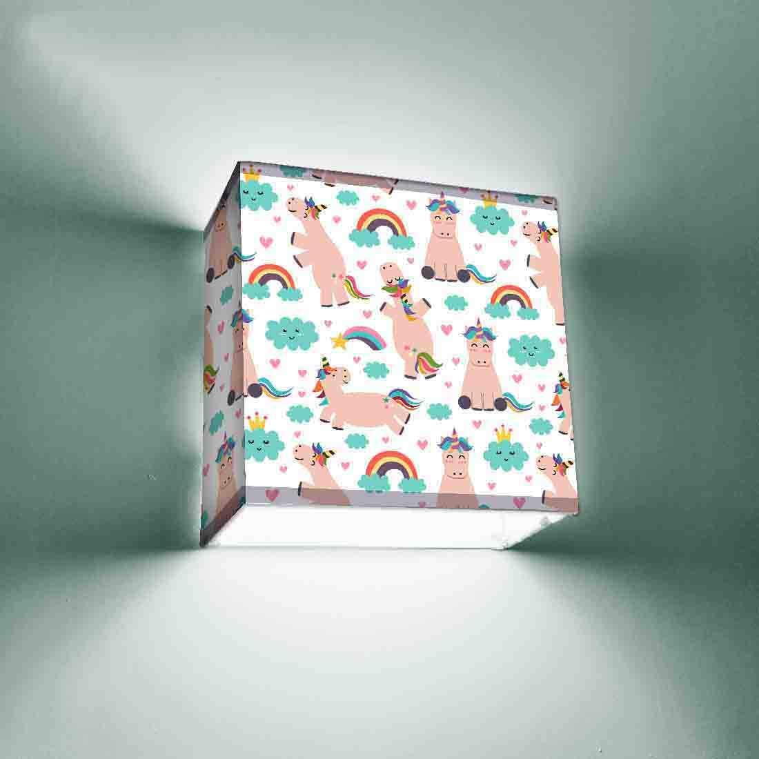 Nutcase 40W Unicorn Rainbow Designer Square�Wall Mounted Fabric Lamp Sconces for Kids Room with B22 Brass Holder (Multicolour)