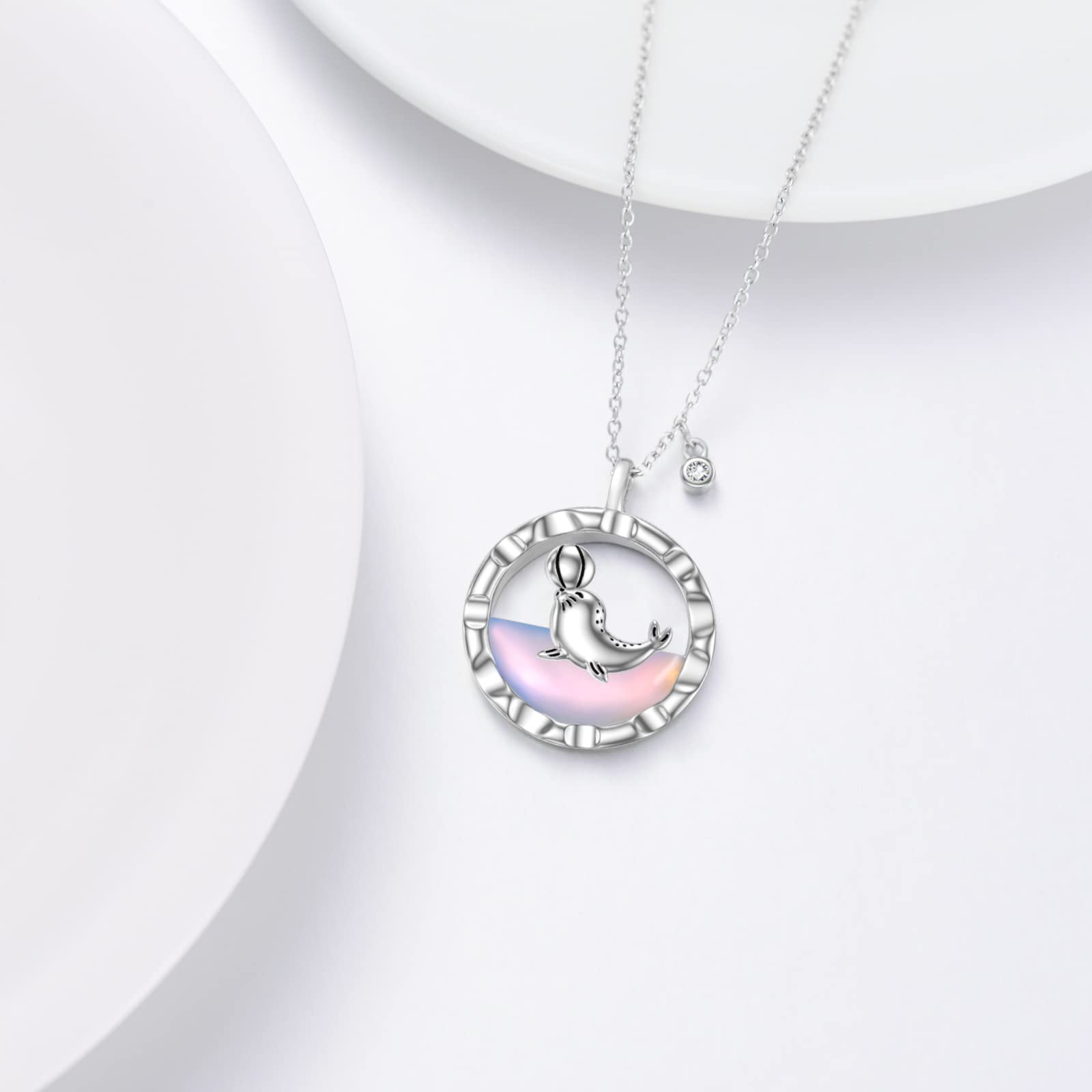 VONALA Sigillo di luna collana in argento Sterling 925 da donna, ciondolo in argento per donne, gioielli pensa ipoallergenico, con sigillo di pallina da gioco, regalo per ragazze adolescenti, regalo