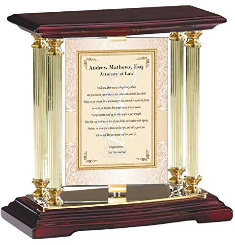 Personalized Juris Doctor Gift Brass Gold Desk Mantel Column Lawyer School Graduation Display Table...