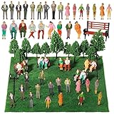 NOLACE Mini Modelleisenbahn Figuren, 60 Stück Miniatur Figuren, Verschieden Sitzende Und Stehende Figuren Passanten, Bemalte Sitzende Und Stehende Maßstab 1:85