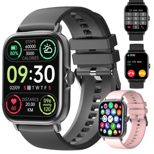 LonFine Smart Watch (Call Receive/Dial), Upgraded 1.81" Screen Android Smart Watch for Android Phones iPhone with Fitness Tracker, Heart Rate,Sleep,Blood Oxygen, Waterproof Smartwatch for Men Women