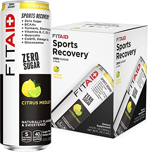 Fitaid Zero, No Artificial Flavors Or Sweeteners, Keto-Friendly, Number 1 Post-Workout Recovery Drink, Contains Zero Sugar, Bcaas, Glucosamine, Omega-3S, Green Tea, 5 Calories, 12 Fl Oz (Pack Of 4) #TOP10