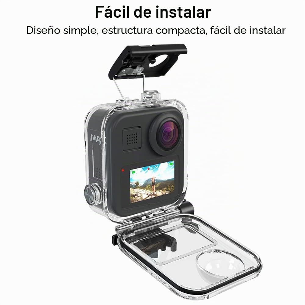 Caja de Carcasa Impermeable para Gopro MAX Acción Cámara, Carcasa Protectora de Buceo bajo el Agua 30M con Soporte Accesorios