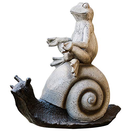 Statue d'escargot de jardin avec grenouille pour décoration - 2