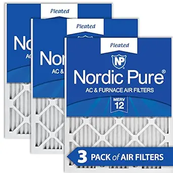 Nordic Pure 12x20x1M12-3 MERV 12 AC Furnace Filter 12x20x1 Merv 12 AC Furnace Filters Qty 3