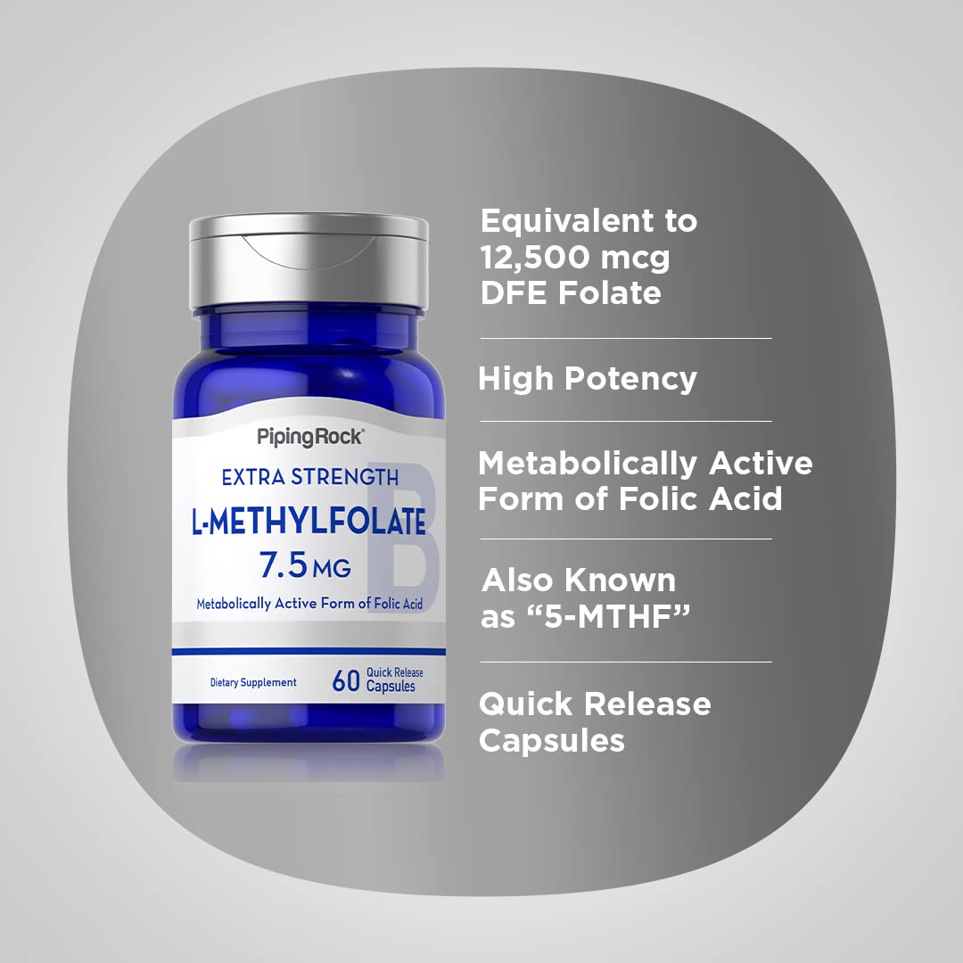 Piping Rock L-Methylfolate 7.5 mg | 60 Capsules | Extra Strength Supplement — Amazon image 3