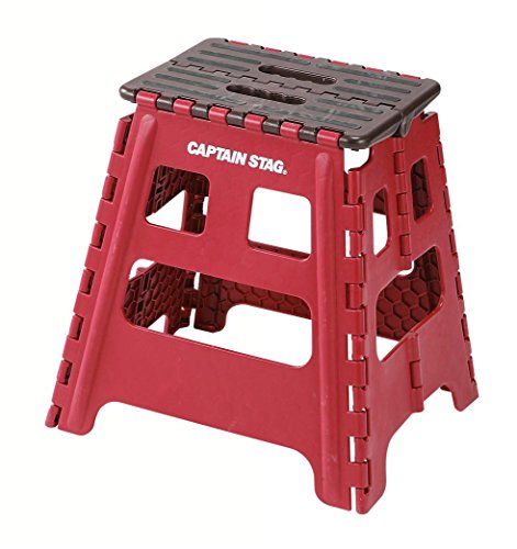 Captain Stag UW-1504 Step Stool, Chair, Folding Step, Size L, Red