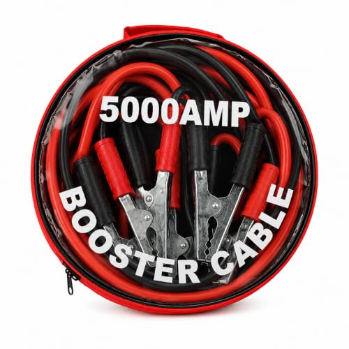 Image of AJIGNA MART 5000 AMP Booster Cable for Car Battery Jump Start, Heavy Duty Copper Coated Jumper Cables with Strong Battery Clamps, Portable Storage Bag, Suitable for Cars, SUVs, Vans & Light Trucks