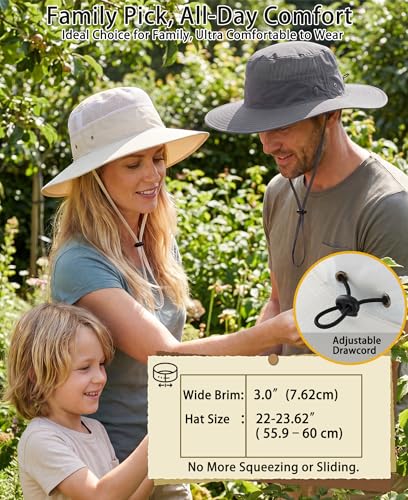 Image of Home Prefer UPF 50+ Men's Sun Hat Wide Brim Bucket Hat UV Protection Hat for Mens Womens Beach Safari Gardening Golf Fishing