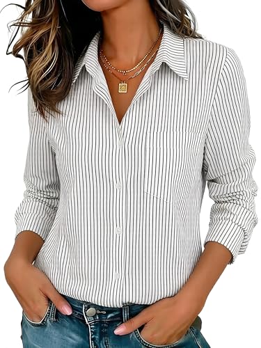 Image of Soft Wrinkle-Free Button Down Stretch Shirts for Women, Breathable Moisture-Wicking Casual Work Dress Tops