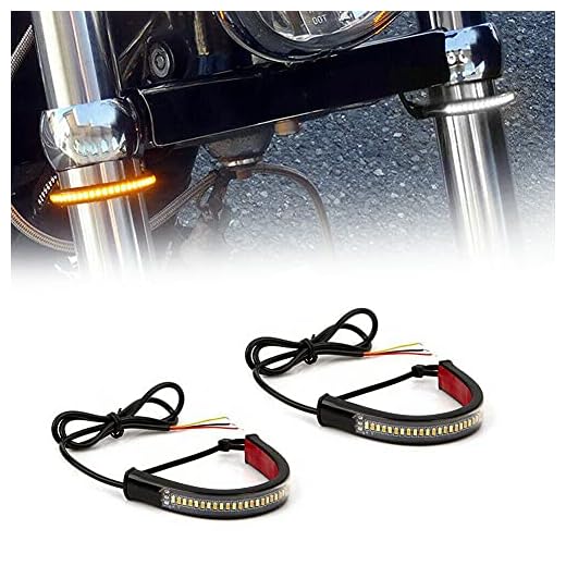 GTINTHEBOX 2PC Flexible Switchback Dual-Color White & Amber LED Fork Turn Signal DRL Daytime Running Light Waterproof Adjustable Stips Bars kit Universal Fit Motorcycle Bike (39mm-70mm)
