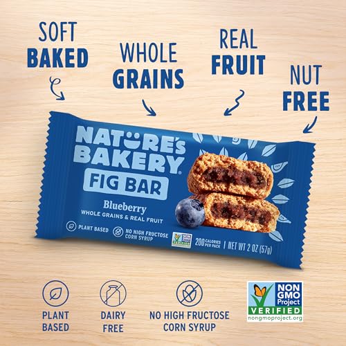 Image of Nature's Bakery Whole Wheat Fig Bars, Blueberry, Real Fruit, Vegan, Non-GMO, Snack bar, 6 Count (Pack of 6)