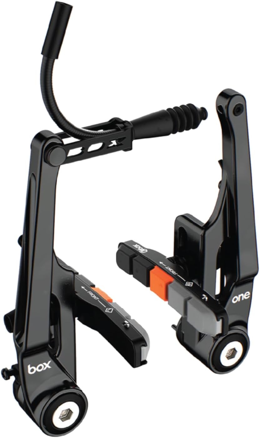 Box One 85 or 108 Millimeters Oversized BMX V-Brakes with Sealed Bearing Pivots, Flexible Cable Noodle, Cold Forged Arms & 2 Millimeters Allen Key Tensions Bolt