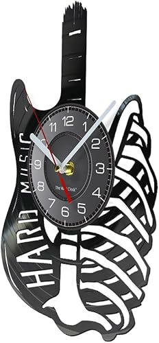 Miniatura 2 de Reloj de pared de guitarra de 12 pulgadas, moderno, decorativo, silencioso, de cuarzo, analógico, sin tictac, funciona con pilas, para amantes de la