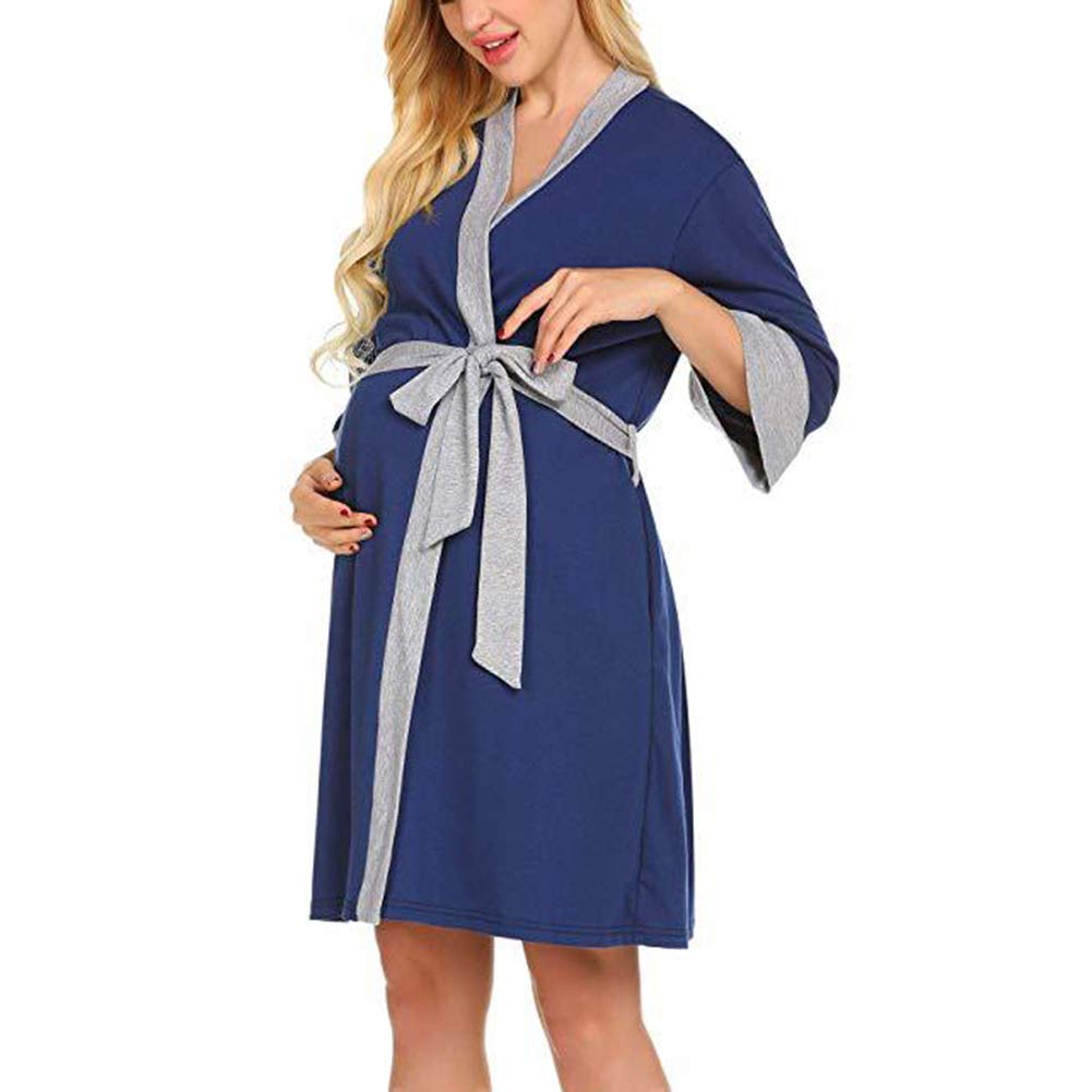 Robe d'allaitement de maternité 3 en 1 Peignoirs d'allaitement pour hôpital