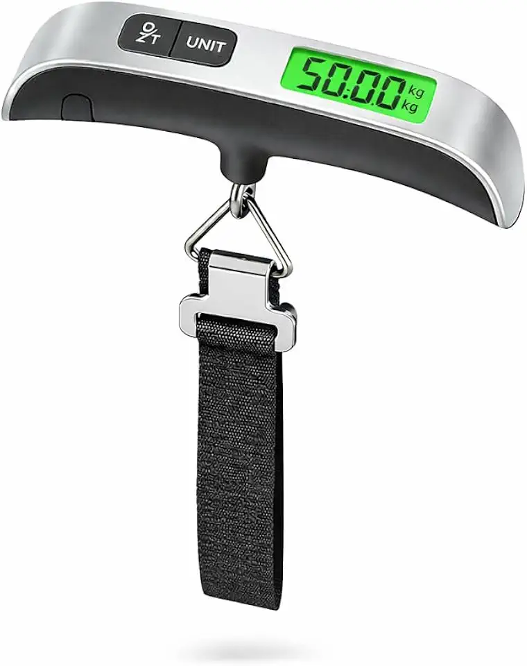Balança Digital Portátil de Mão Alta Precisão até 50kg Visor LCD Iluminado Compacta e Resistente para Pesagem de Bagagem Viagem Mala Pesca e Uso Doméstico Profissional