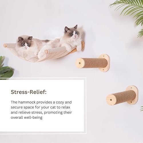 Miniatura 2 de Hamaca de pared resistente para gatos con escalones  Muebles de pared montados para gatos  Perchas y cama para mascotas para gatos grandes  Hamaca