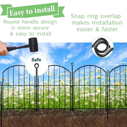 Image of Decorative Garden Fence 17in x10ft, 10 Pack Rustproof Metal No Dig Fence Animal Barrier for Dog, Arched Flower Bed Edging Ornamental Wire Border Panel Fencing for Yard Patio Outdoor Decor