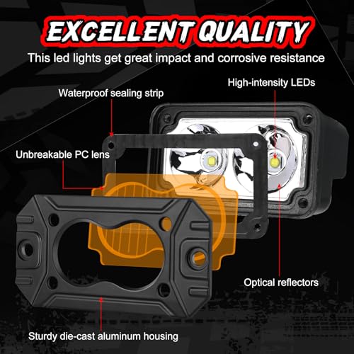 Image of Flush Mount Pod Lights Amber Off Road Fog Driving Lights 4 inch