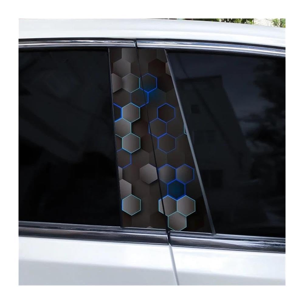 Decorative Items 2pcs Hexagon Image Stickers Car B-Pillar Vinyl Stickers DIY Car Door Pillar Stickers(M)