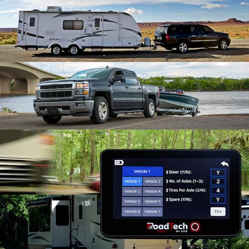 RoadTech TPMS Kit 4 Flow Through - Tire Pressure Monitoring System for RVs, Trailers & Tow Vehicles, Real-Time Pressure & Temperature Alerts, Easy Install, Color Display - Image 4