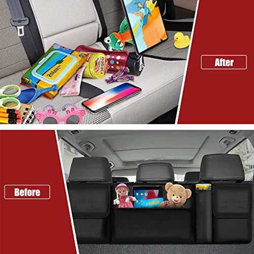 Image of 2Pcs Car Seat Organiser, Kick Mats Back Seat Protector with Touch Screen Tablet Holder, Car Backseat Organiser for Kids, Car Organiser Protector with 14 Storage Pockets