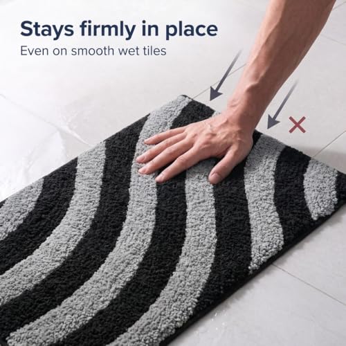 Image of Super Soft Microfiber 2800 GSM Bathroom Mat - Anti Skid, Quick Dry, Water Absorbent, Machine Washable - Floor Mat for Bedroom, Living Room, Doormat for Home (38 x 58 cm), Grey