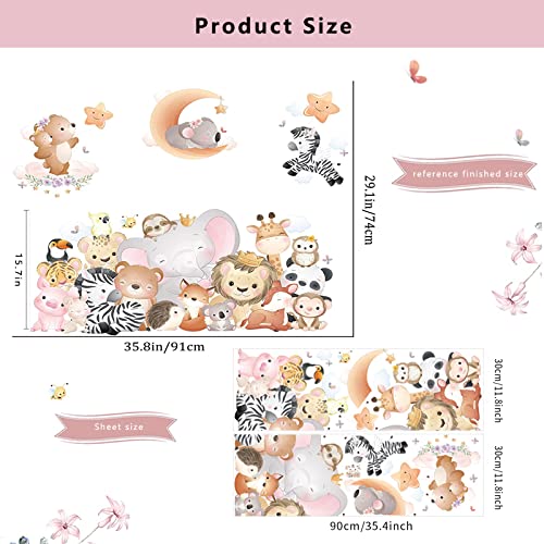 Supzone Cartoon Animal Wall Stickers Cute Forest Animal Wall Decals Elephant Giraffe Jungle Wall Decal For Kids Baby Nursery Playroom Bedroom Wall Decor #TOP6