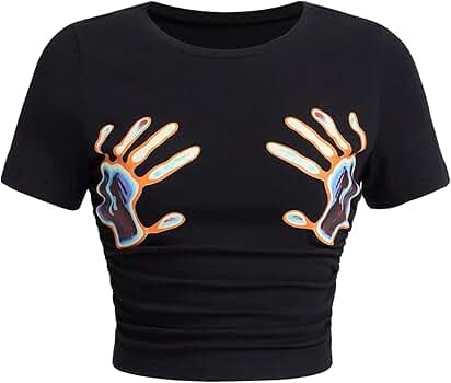 Tシャツ・カットソー [WHAT IT ISNT]WOMEN'S FLORY WAPPEN CROP SHORT-SLEEVE T-SHIRT Wacky Willy Shirt for Women | Modalova