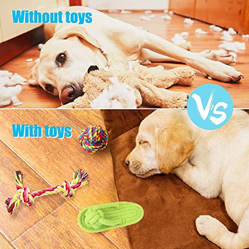 Image of Toys for Puppies 4in1 Combo with Rope Teething, Sleeper, Carrot, Aggressive Cotton Ball, Chew Toy, Training Aid for Dogs - for Small and Medium Dogs