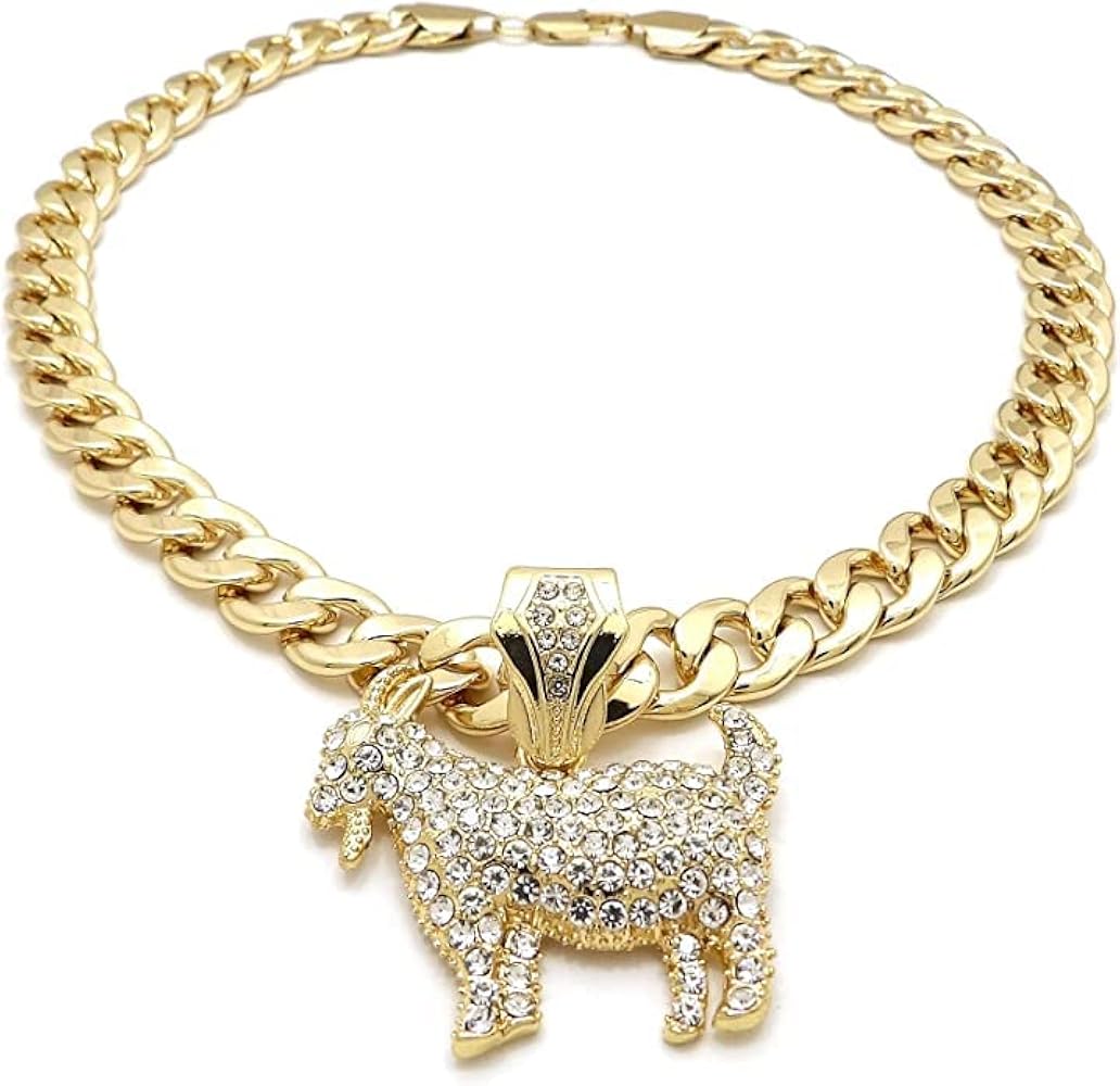 Shiny Jewelers USA MENS ICED OUT HIP HOP GOAT PENDANT BOX, ROPE