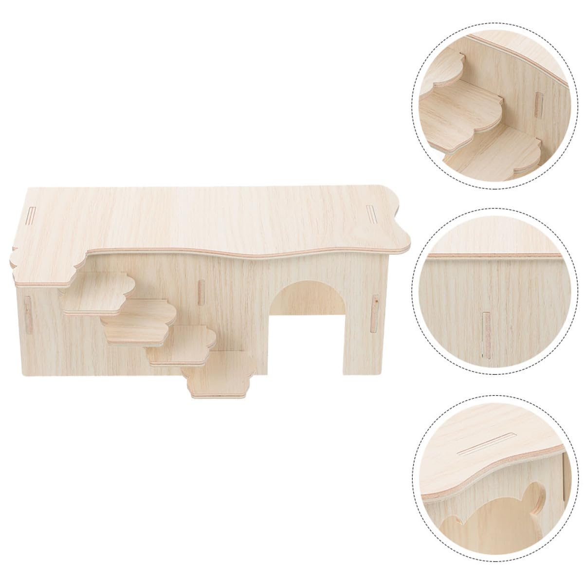 FRCOLOR Hamsterversteck Holz mit Mehreren Kammern Großes Kleintierhaus mit Leiter Mehrstöckige Villa für Hamster und Meerschweinchen Langlebiges Holzversteck für Kleintiere