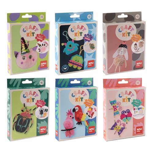 APLI Kids 19938 Craft Bastelset für Schmetterlinge aus Wolle – Materialien enthalten, kreative Aktivität für Kinder ab 6 Jahren