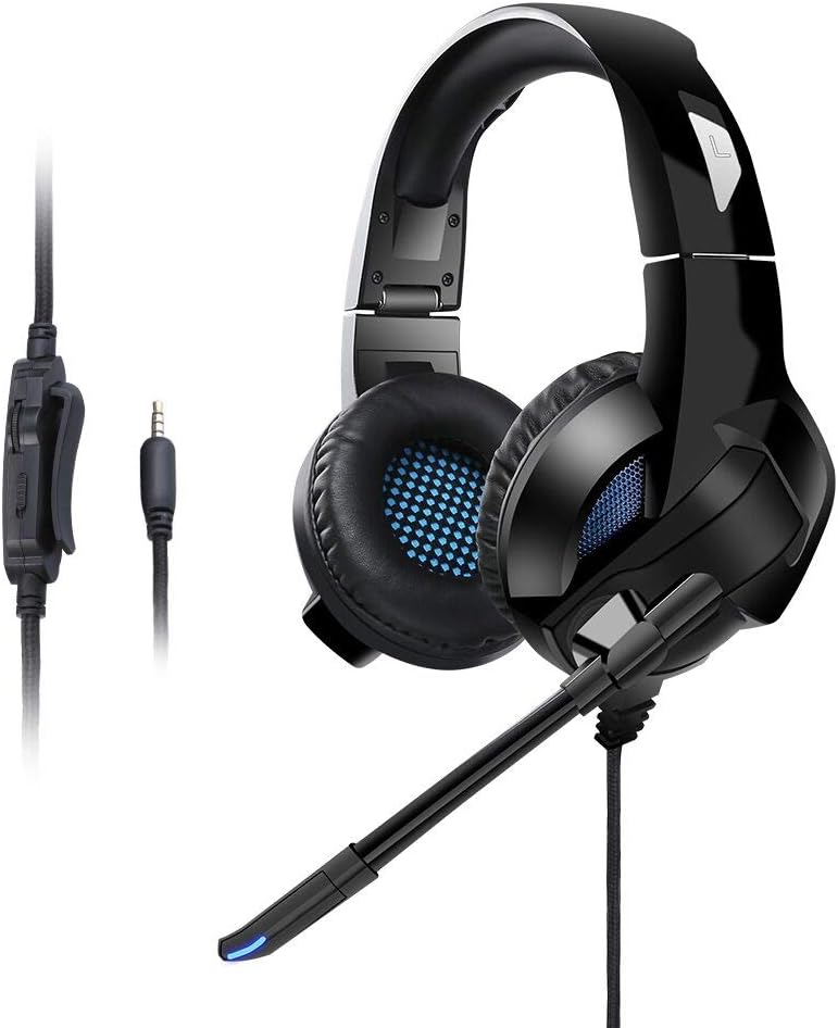 Gaming Headset，3.5MM Jack Stereo Bass Surround Noise Isolation Gaming Headphone with Mic&Control for PS4 QT (black)